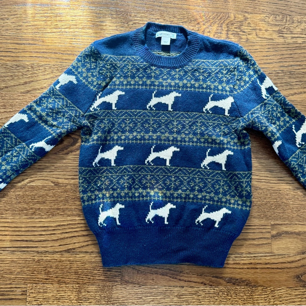 Boys crewcuts Blue Dog Pattern Sweater size xs
